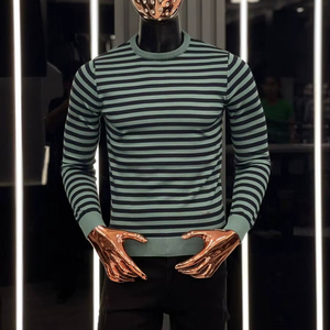 เสื้อสเวตเตอร์ลำลองสำหรับผู้ชายฤดูใบไม้ร่วงคอโปโลแขนยาวมีซิปผ้าขนแกะแคชเมียร์กันความร้อนไม่ยับพิมพ์ลายด้านหน้าผ้าแจ็คการ์ด - Product Image 1