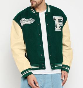 Veste universitaire personnalisée pour homme, mélange de laine, manches en cuir, boutonnée, veste de baseball universitaire, fabricant OEM, vente chaude - Product Image 1