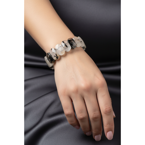 สร้อยข้อมือหินควอตซ์รูทิเลเต็ดธรรมชาติแบบตัดกว้าง - Product Image 6