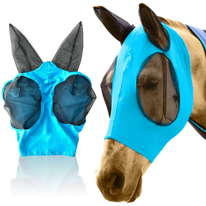 Masque anti-mouches pour cheval d'équitation en plein air avec maille respirante légère et douce, protection intégrale du visage, du nez et des oreilles, protection UV, utilisation estivale, culottes - Product Image 4