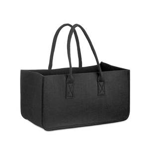 <b>Large</b> Capacity Black Polyester Felt Firewood Bag <b>Storage</b> <b>Baskets</b> for Outdoor Kitchen Bathroom As a Clothing Organizer - Product Image 5