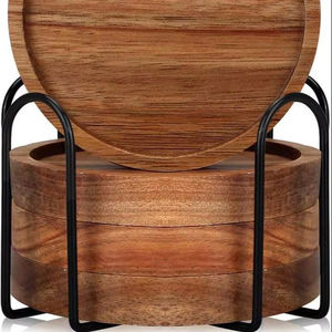 Stylish Wooden Coasters Rustic Natural Drink Mats Perfect for <b>Table</b> <b>Protection</b> in Home and Office Use - Product Image 2