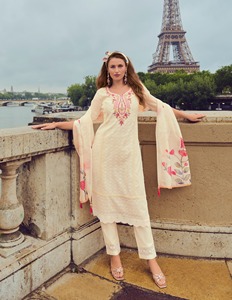 Chanderi schfli kurti กางเกง & dupatta เย็บปักด้วยมือช้อปปิ้งออนไลน์อินเดีย - Product Image 4