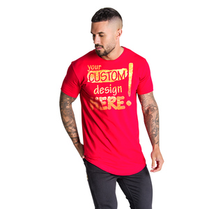 Camiseta de cuello redondo de algodón 100% de grapa larga para hombre, tela duradera transpirable, perfecta para entrenamientos al aire libre en el gimnasio, moda informal - Product Image 3