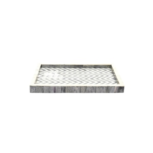 Bandeja de Servir Rectangular Artesanal con Incrustaciones, Diseño de Chevron, Organizador Decorativo para Cocina, Mesa de Comedor y Regalos - Product Image 3