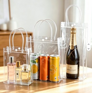 Custom Size Clear PVC Waterproof Packaging <b>Bag</b> Snap Button | Heavy Duty <b>Vinyl</b> Shopping Pouch for Beverage Gift Tote 100pcs Cakes - Product Image 1