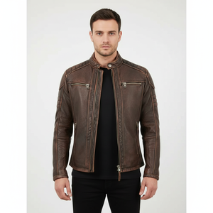 Prêt à expédier et ODM 100% Original cuir pleine fleur fait hommes veste en cuir à la mode prix le plus bas veste en cuir de mode - Product Image 1