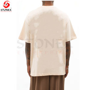 เสื้อยืดผ้าฝ้ายสำหรับผู้ชายเสื้อแนวสตรีทเสื้อฮิปฮอปหิน100% เสื้อแนวสตรีทเสื้อยืดวินเทจปรับแต่งโลโก้ได้แบบโอเวอร์ไซส์ - Product Image 5