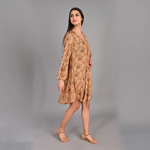 Robe courte sari bohème à manches longues en tissu fluide léger pour nous - Product Image 2