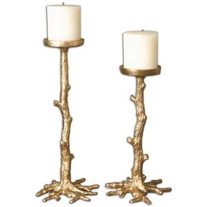 Portavelas para el hogar Exquisito portavelas de aluminio para dormitorio y sala de estar Escultura de diseño Art Deco - Product Image 2