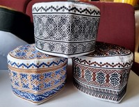 Nuevo Gorro de Oración Musulmán Omaní Bordado Personalizado, Barkati Topi Islámico Takke para Adultos, Formal, Ecológico, 100% Algodón Malla