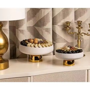 Elegant <b>White</b> Decorative <b>Bowl</b> with Gold Stand Modern Centerpiece Table Decor Fruit <b>Bowl</b> Stylish Accent for Home and Events - Product Image 2
