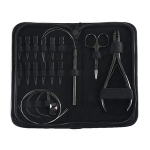 Professional High Quality Hair Extension Tools Kit 2 Hole <b>Crimping</b> Plier 12pcs Hair Clips Hair Parting Tool Mini Scissor Needles - Product Image 4