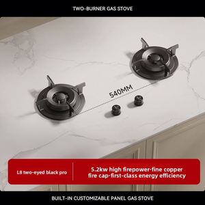Table de cuisson à gaz encastrable à trois brûleurs avec surface en verre trempé de 32 cm, compatible électronique - Product Image 2