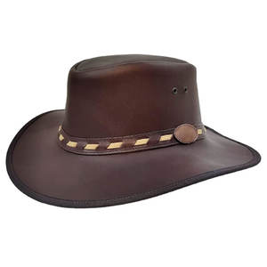 Nuevos sombreros de vaquero de cuero al aire libre para hombres de vaquero occidental personalizados Sombreros de vaquero en cuero genuino Sombreros de moda al por mayor - Product Image 1