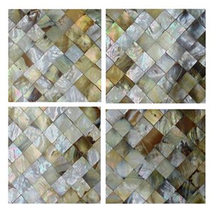Juego de posavasos de fregona de madera de 6 piezas, esteras y almohadillas de madreperla personalizadas con color natural - Product Image 1