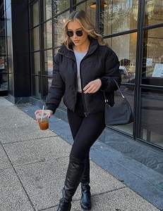 PEHMEA Veste bouffante courte pour femme Manteau court matelassé Vestes légères Vêtements d'extérieur d'hiver baggy chauds - Product Image 3