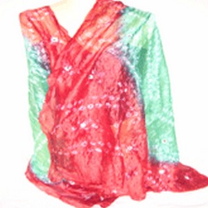 Vente en gros 100% soie Tie-Dye Bhandhni écharpe Hijab léger et doux Long 180*75cm pour les femmes musulmanes pour le printemps - Product Image 4