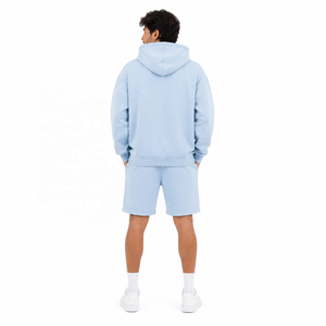 Sudadera con Capucha para Hombre, Oversize, de Forro Polar y Algodón, Conjunto Casual de Pantalones Cortos a Juego, Chándal Transpirable de Tejido de Punto, Ropa Urbana - Product Image 3