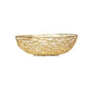 Attractive Look Most Fancy Unique Designer High Grade Gold Plated <b>Metal</b> Wire Made Fruit And Bread <b>Storage</b> <b>Basket</b> From India - Product Image 6