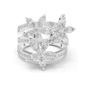 Bague florale en diamants de laboratoire marquise et ronds de 2,199 carats, clarté VVS-VS EF, or 18 carats, 14 carats, 10 carats et argent 925, rose, jaune - Product Image 3