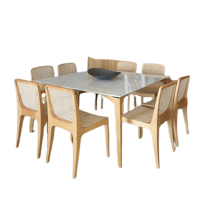 Ensemble de table et chaises à manger en bois moderne super confortable pour restaurant et salle à manger, personnalisable - Product Image 2