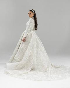 Royal White <b>Strapless</b> Beaded Mermaid Silhouette Floor-Length Luxury Formal Wear Bridal Gown with Built-in <b>Bra</b> - Product Image 2