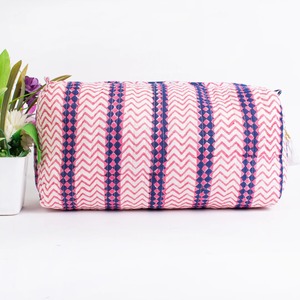 Le ของที่ระลึกกระเป๋าซิปพิมพ์ลายบล็อกผ้าฝ้ายวินเทจเป็นมิตรกับสิ่งแวดล้อมกันน้ำเดินทางปรับแต่งแต่งหน้าได้ - Product Image 4