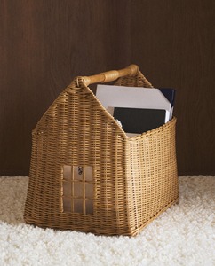 Panier en rotin écologique en forme de cercle avec poignée, rangement multifonctionnel moderne - Product Image 3