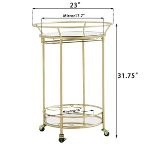 <b>Gold</b> Plated Eco-Friendly Ceramic Pottery Tea Trolley for Home & Hotel Use Modern Metal Cart by Zahid Exports safe - Product Image 1