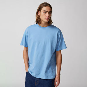 T-shirt uni personnalisable avec logo de marque surdimensionné pour hommes t-shirts vierges 100% coton imprimés graphiques personnalisés avec broderie - Product Image 1