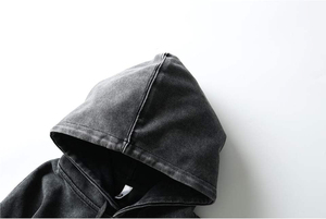 Nouveaux arrivages : sweats à capuche en molleton délavé pour hommes, streetwear, pulls à capuche avec poche kangourou, logo personnalisé en gros disponible - Product Image 4