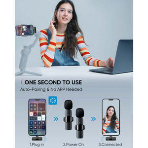 Microfono Lavalier Wireless omnidirezionale Plug-and-Play universale per dispositivi iPhone iPad apparecchiature Live Streaming per Studio - Product Image 4