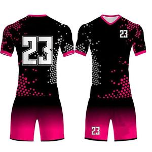 เสื้อฟุตบอลและกางเกงขาสั้นโพลีเอสเตอร์ทนทาน พิมพ์ลายด้วยเทคนิค Heat-transfer พร้อมปรับแต่งได้เพื่อความสบาย แห้งเร็ว แสดงความรักของทีม - Product Image 1