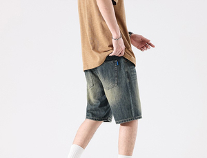 Pantalones cortos de mezclilla para hombre, precio ajustable, antiarrugas, de calidad superior, transpirables, ligeros, lisos, teñidos, informales, tela de lona completamente - Product Image 4