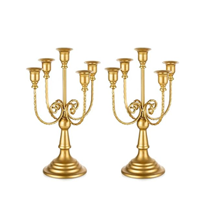 Candelabros antiguos de Metal plateado de 5 brazos hechos a mano de alta calidad forma personalizada centros de mesa de cristal de tamaño Regular para fiesta en casa - Product Image 5