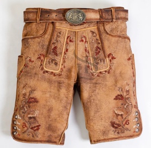 Shorts en cuir de chèvre véritable Lederhosen bavarois élégants pour hommes Taille mi-haute Respirant et grande taille Style de rue - Product Image 1
