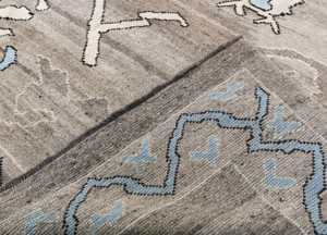 Tapis d'intérieur Oushak contemporain moderne, noué à la main en laine/soie, design turc original, taille personnalisée, motif abstrait, lavable - Product Image 5