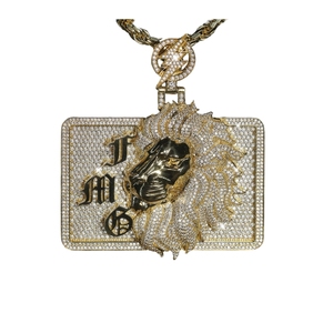 Pendentif tête de lion fabriqué avec des diamants moissanite en argent 925 bijoux de style hip hop pour hommes - Product Image 3