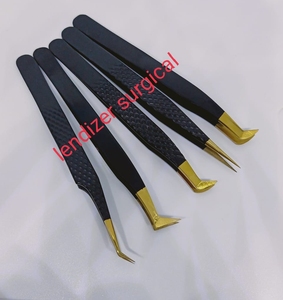 Pinzas para pestañas de acero inoxidable de calidad fina, pinzas para pestañas rectas y curvas, suministros para extensiones de pestañas - Product Image 6