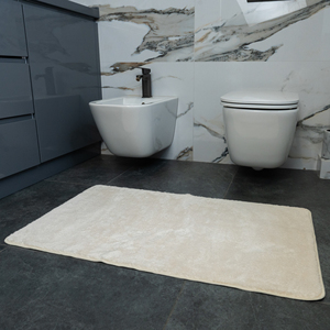 Premium Modern Anti-Slip Eco-Friendly <b>Bath</b> Mat Soft Polyester <b>Light</b> beige 60x50 cm Rubber Diatomite Backing Home & Hotel Use - Product Image 6