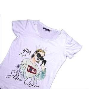 T-shirt pour femme de qualité supérieure, confortable, coupe classique, écologique, 100% coton, anti-boulochage, broderie personnalisable, décharge - Product Image 1