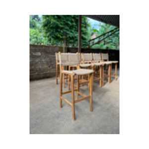 Sillas de Bar de Ratán Modernas para Hotel y Restaurante, Silla Alta de Cocina, Silla de Bar Apilable de Madera de Teca Sólida - Product Image 4