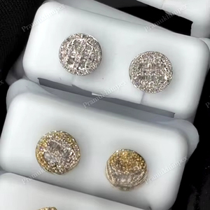 Pendientes Unisex de Moissanita VVS de Hielo al por Mayor de Fábrica, Colección de Joyería de Plata de Ley Chapada en Oro Estilo Hip Hop Personalizada, Fiesta India - Product Image 1