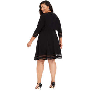 Robe trapèze noire et boléro Jessica Howard pour femme, taille 20W, longueur ras du sol, tenue de soirée, technique crochetée, bordure illusion - Product Image 2