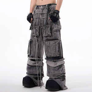 Jeans vintage à jambe droite pour garçons, taille mi-haute, plusieurs poches et boutons, Cleanfit Baggies, denim clair pour l'hiver - Product Image 3