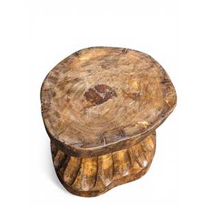 Naga Tribal Solid Wood <b>Stool</b> Handmade Traditional Rustic <b>Ottoman</b> with Tufting Stackable for Seating in Bedroom or Hospital - Product Image 2
