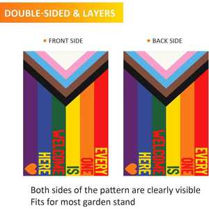 Paquete de 2 Banderas de Jardín Progress Pride, Todos son Bienvenidos Aquí, LGBT, 12x18 Pulgadas, Doble Cara, Banderas LGBTQ Transgénero Gay - Product Image 6