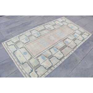 Alfombra Vintage, Alfombra de Lana Azul y Blanca de 3.8x6.5 pies - Product Image 3