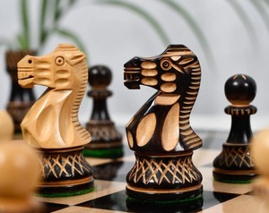 Piezas de Ajedrez de Madera de la Serie Premium Burnt Blazed, Talladas a Mano en Madera de Boj Quemada, Rey de 3.8 Pulgadas a un Precio Accesible - Product Image 1